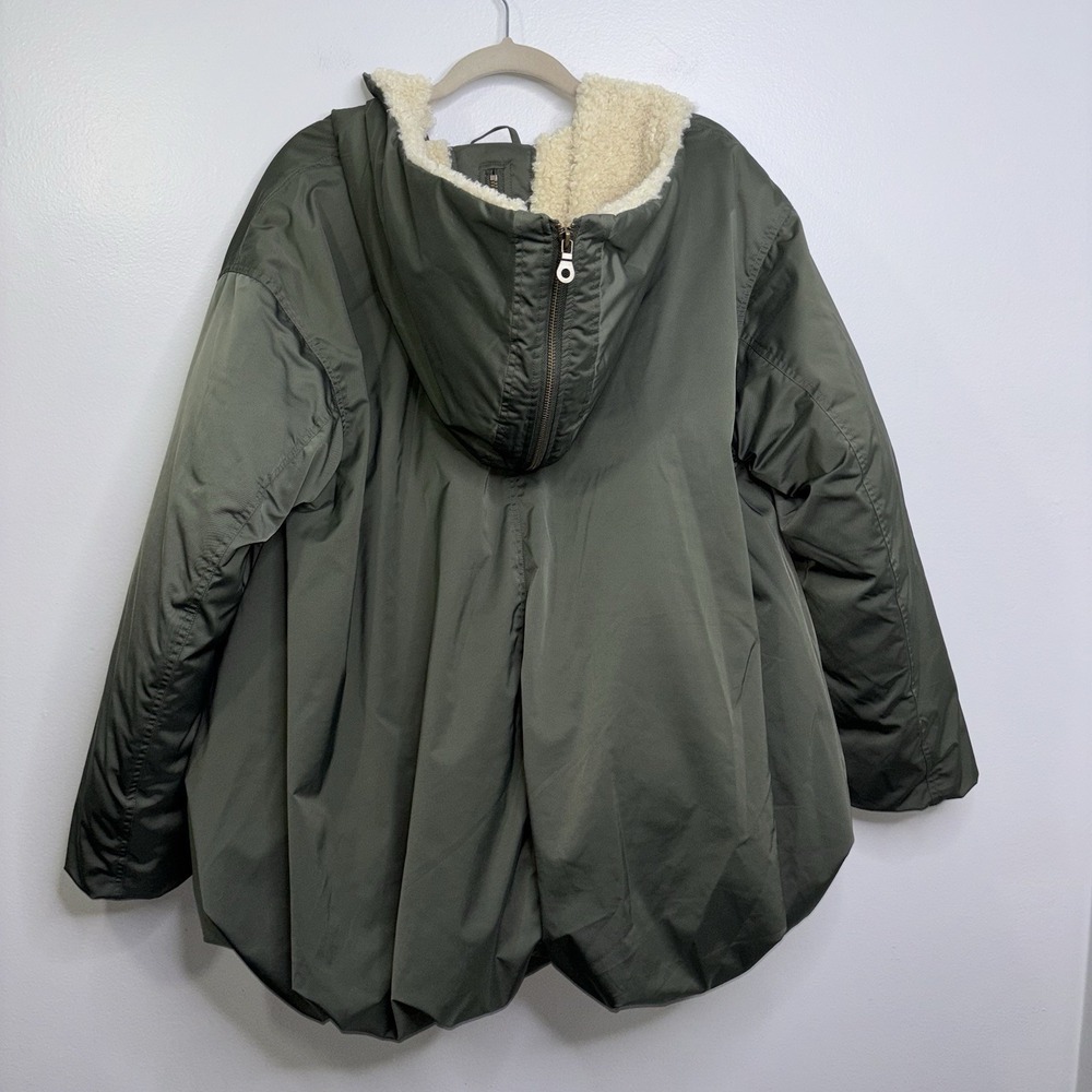 ANTHROPOLOGIE PILCRO OVERSIZED HOODED BUBBLE JACKET KHAKI GREEN WOMEN'S SMALL - Picture 3 of 9